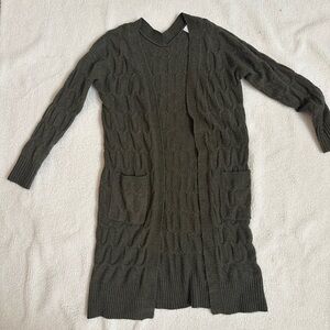 Pink Rose Charcoal Cable Knit Cardigan